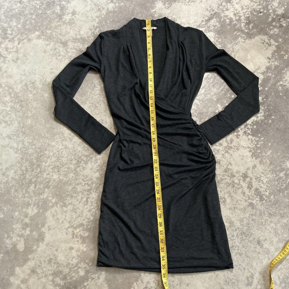 Banana Republic Dark Gray Casual V Neck Dress Side Ruching Size XS - Picture 5 of 10